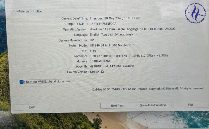 HP PAVILION 240 G10 7 I5